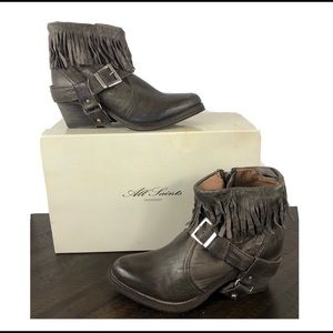 🆕 All Saints Bonny Cuban Fringe Harness Boots